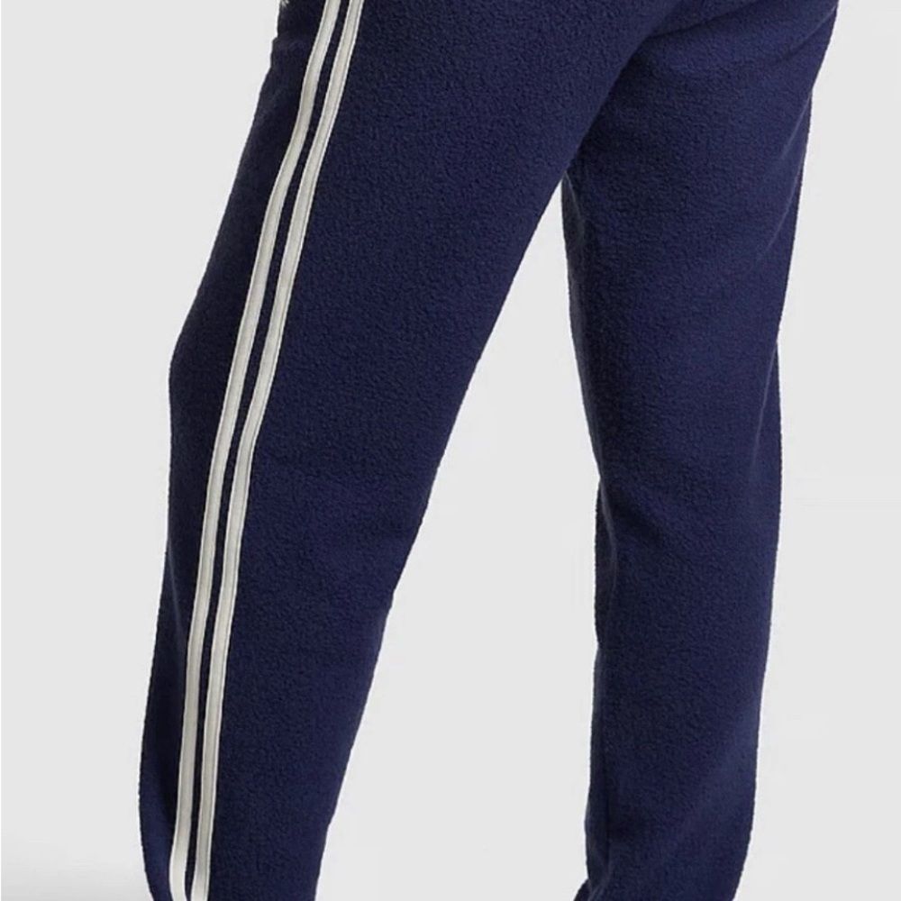 PINK Victoria's Secret Navy Blue white stripe fleece joggers size M - Picture 2 of 11